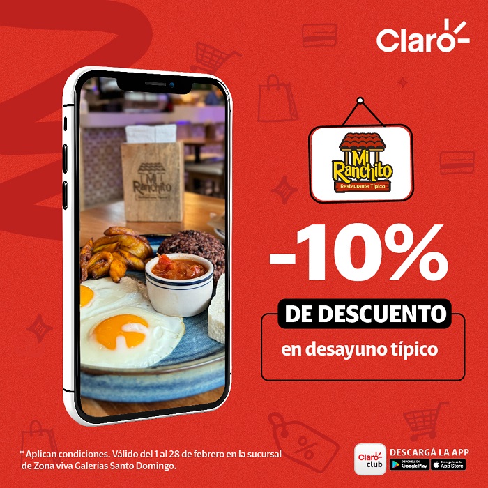 Disfruta desayunos con Claro Club en Las Brasas y Mi Ranchito